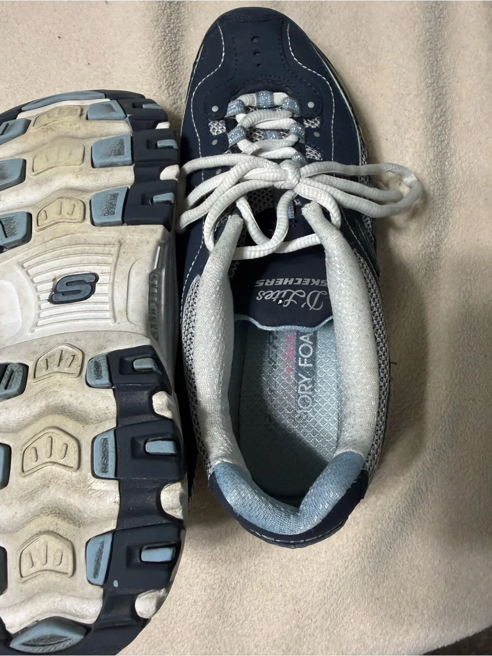 Skechers Navy and White womens Lace-Up Sneakers